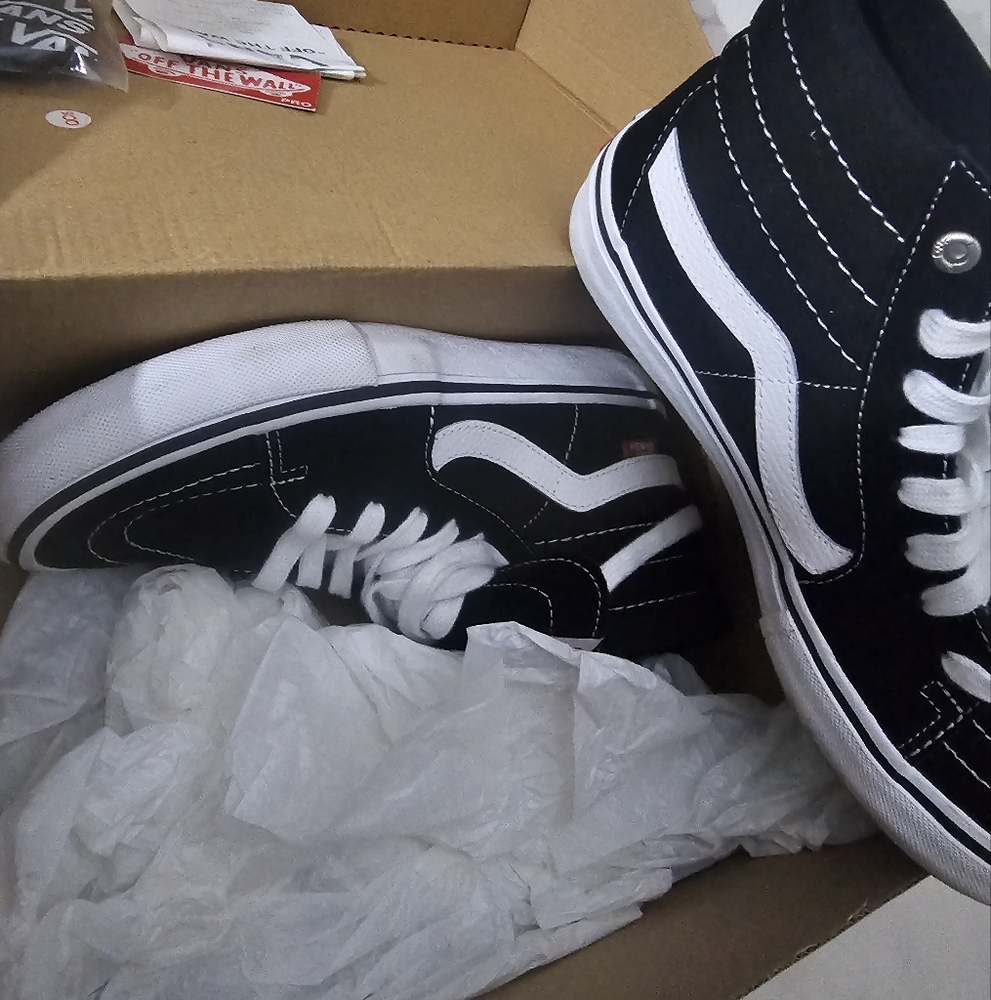 Vans Sk8-Hi Canvas Black & White Shoes (Barely Used)